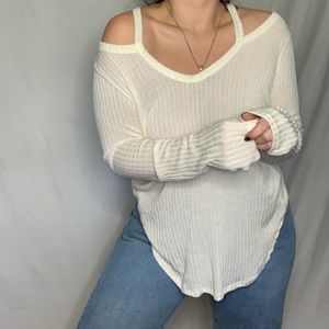 White sweater with neck detail